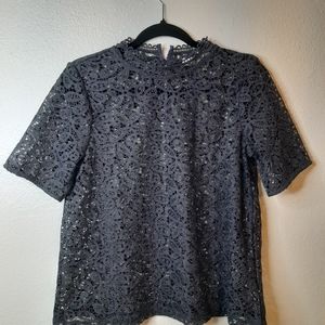 LOFT Dark Gray Blouse Nice Piece Very High Quality Size Medium Petites Pre-owned